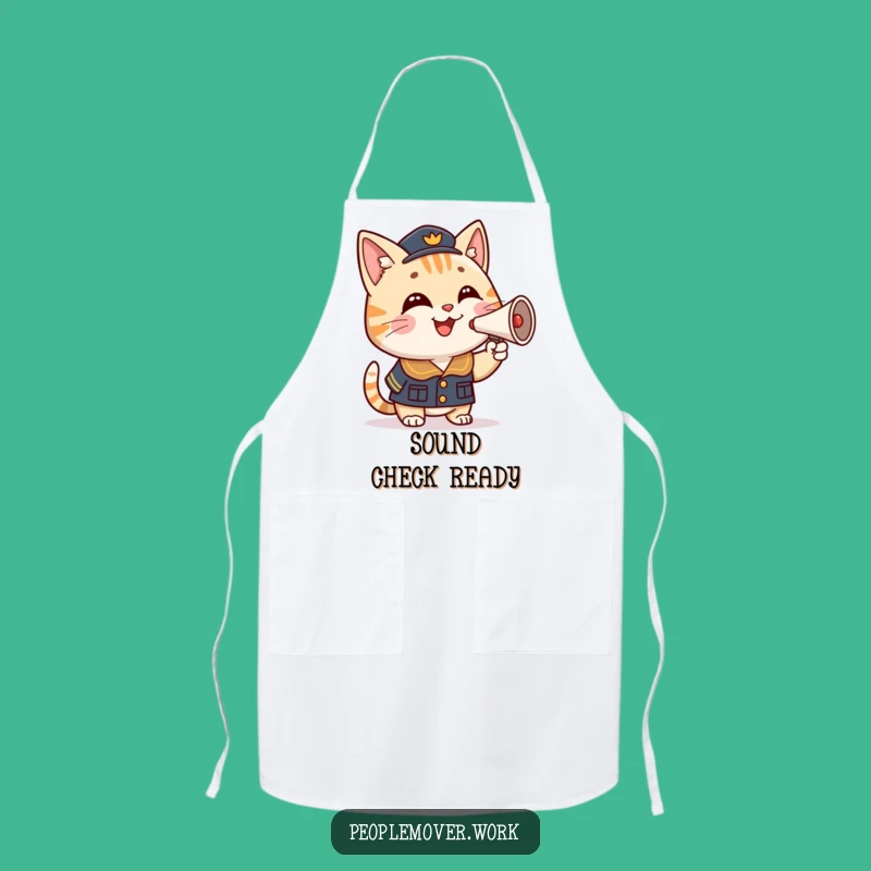 Funny Cat Conductor Apron: Cartoon Uniform for Culinary Comedians