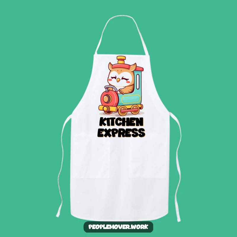Funny Owl Train Engineer Apron: Cartoon Fun for the Kitchen