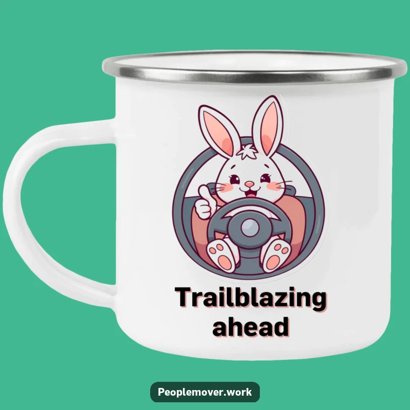 Funny Bunny Driver Camping Mug: Adventure-Ready Cartoon Companion