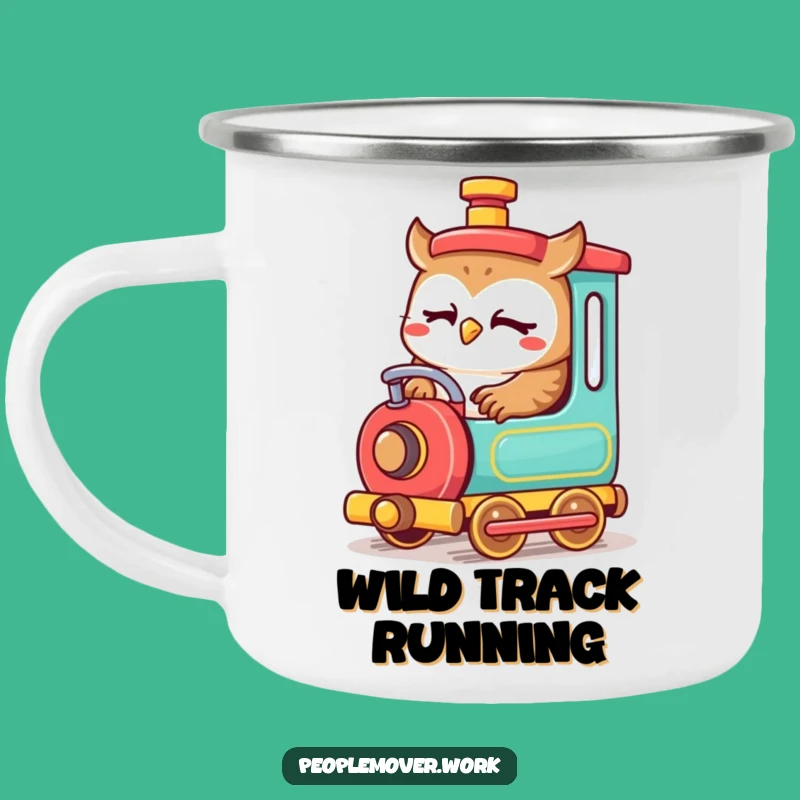 Funny Owl Train Engineer Camping Mug: Adventure-Ready Cartoon Companion
