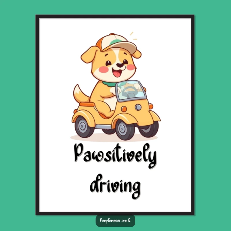 Funny Dog Driving Art: Happy Pooch Digital Print for Decor