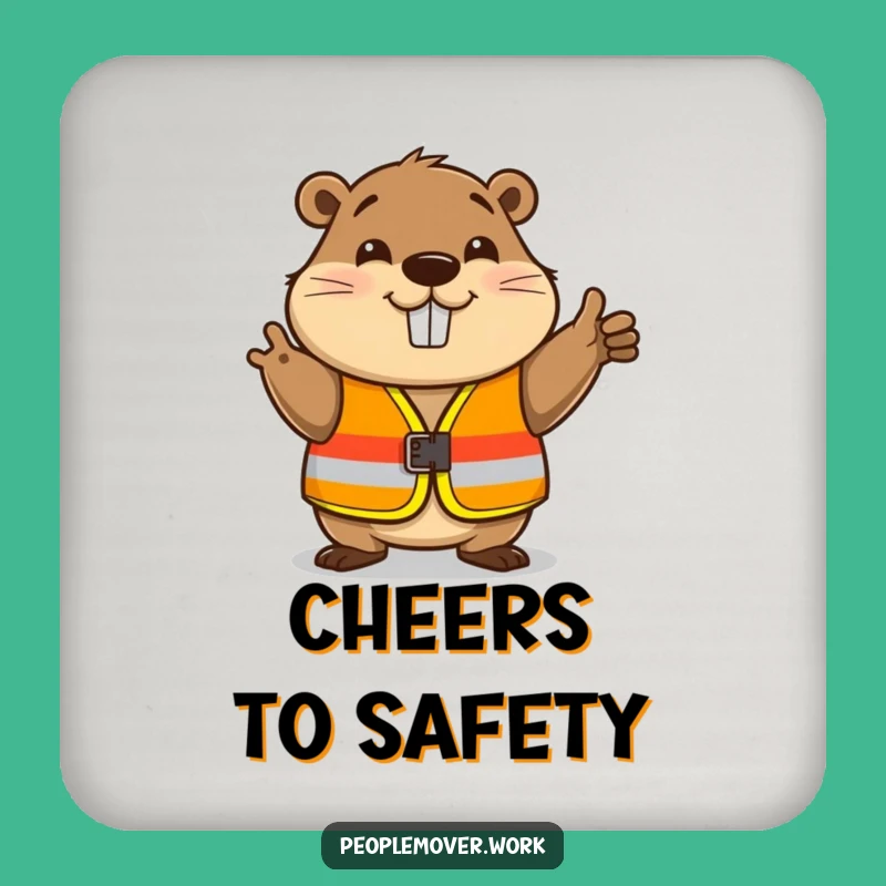 Funny Beaver Safety Coaster - Protect Surfaces with Builder's Humor
