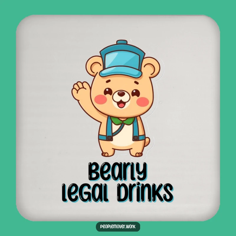 Funny Bear Bus Driver Coaster: Cheerful Wave for Table Protection