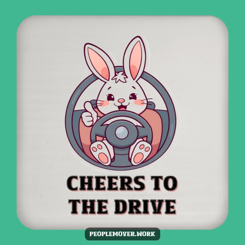 Funny Bunny Driver Drink Coaster: Cartoon Protection with a Smile