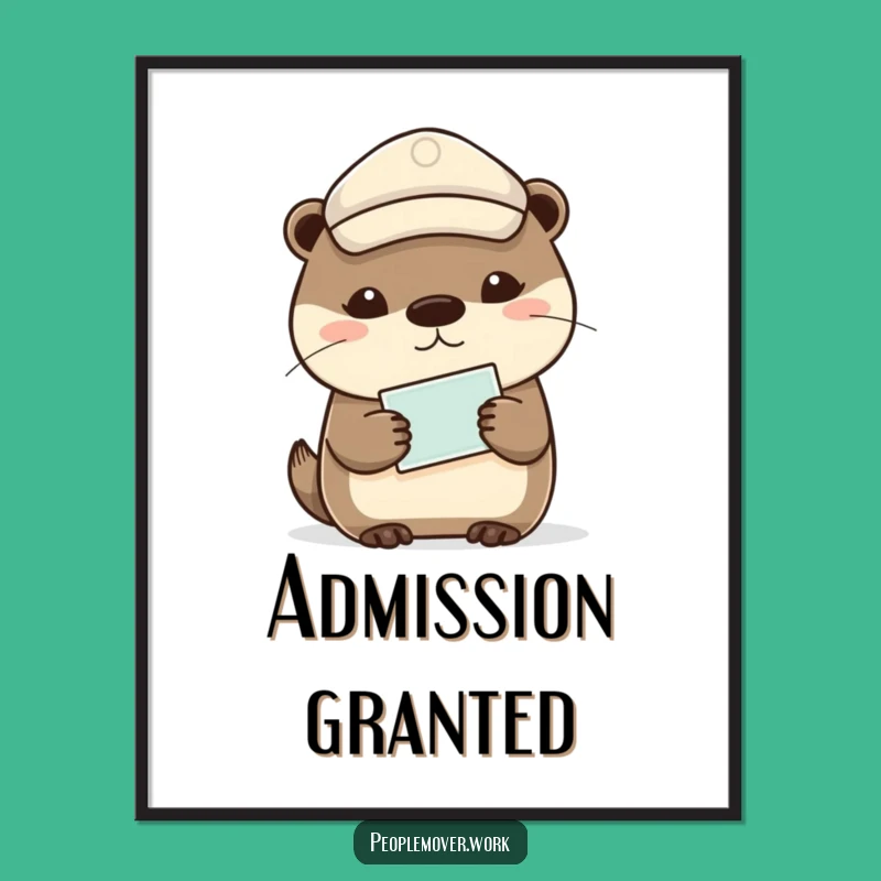 Funny Calm Otter Poster - Relaxed Travel Art Print Gift