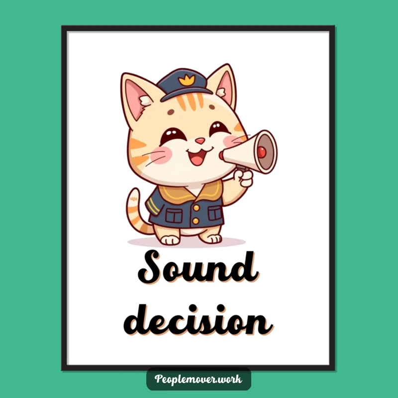 Funny Cat Conductor Poster: Whimsical Cartoon Uniform Wall Art