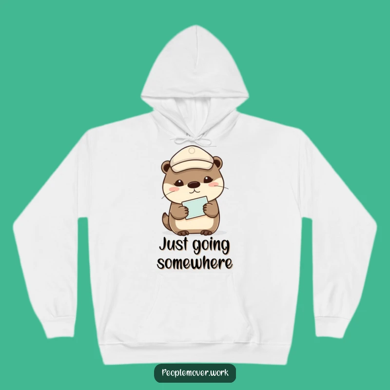 Funny Calm Otter Peaked Cap Hoodie - Cozy Journey Humor Gift