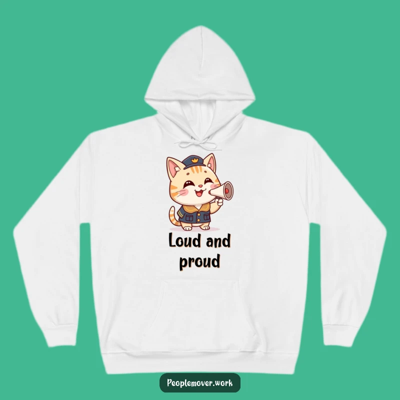 Funny Cat Conductor Hoodie: Cozy Cartoon Uniform for Humorous Comfort