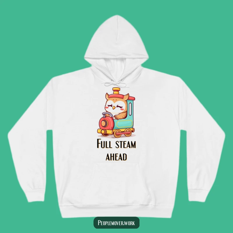 Funny Owl Train Engineer Hoodie: Cozy Cartoon Comfort for Train Buffs