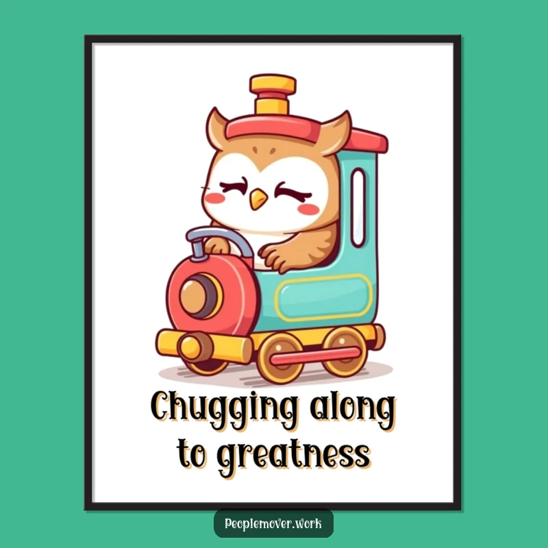 Free Printable Wall Art: Cute Owl Train Driver, Whimsical Downloadable Decor