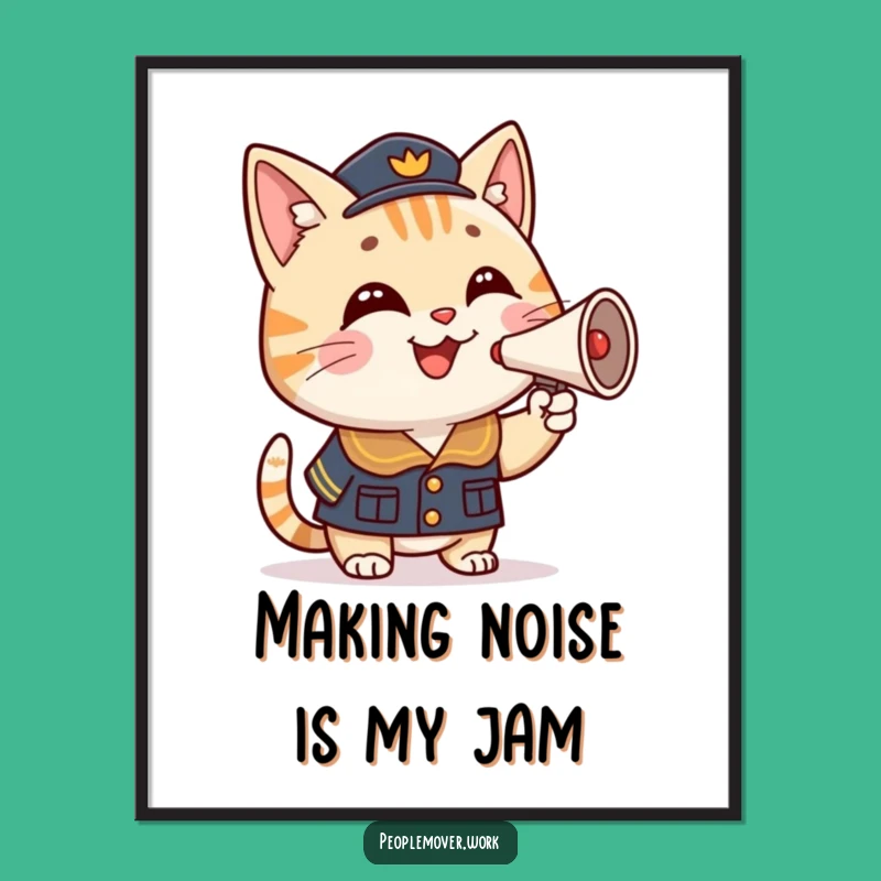 Free Printable Wall Art: Funny Cat Uniform Honking, Humorous Downloadable Decor