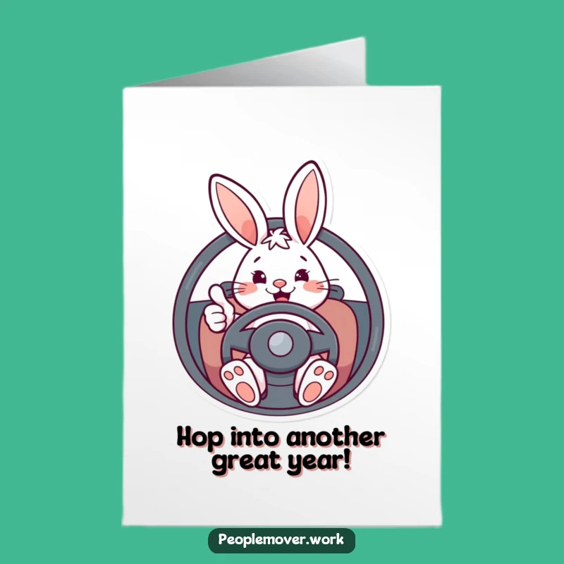 Free Printable Birthday Card: Funny Bunny Driving, Thumbs Up, Downloadable Gift
