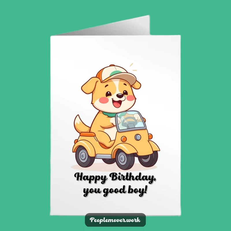 Free Printable Dog Birthday Card: Playful Driver Steering Downloadable Fun