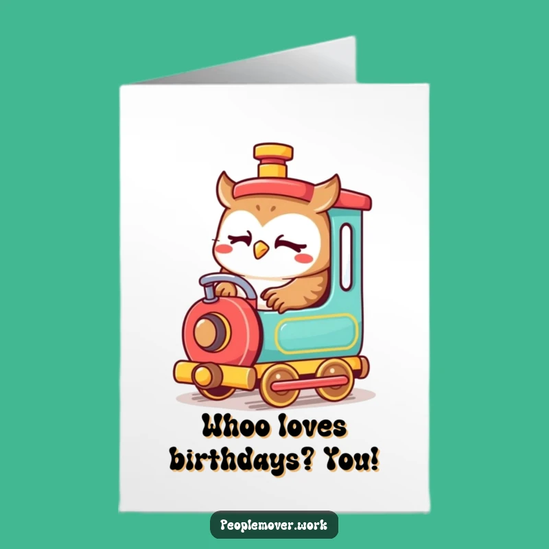 Free Printable Birthday Card: Cute Owl Train Driver, Downloadable Fun Gift