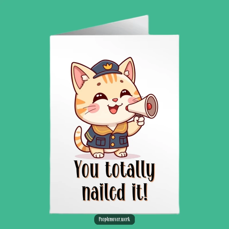 Free Printable Congrats Card: Funny Cat Uniform Honking, Downloadable Achievement Gift