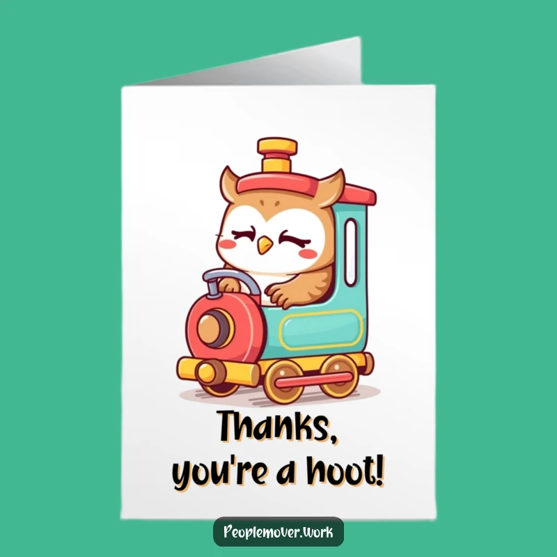 Free Printable Thank You Card: Cute Owl Train Driver, Downloadable Appreciation Gift