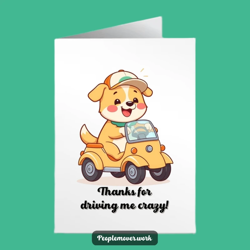 Free Printable Dog Thank You Card: Playful Driver Waves Thanks Downloadable