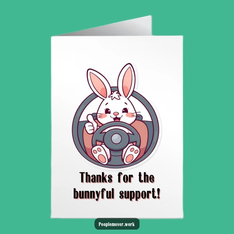 Free Printable Thank You Card: Funny Bunny Driving, Thumbs Up, Downloadable Gift
