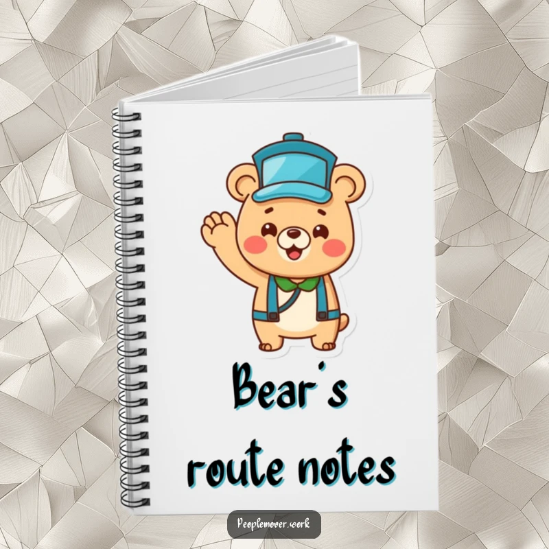 Funny Bear Bus Driver Notebook: A cheerful cartoon bear with a hat, enthusiastically waving, perfect for jotting notes.