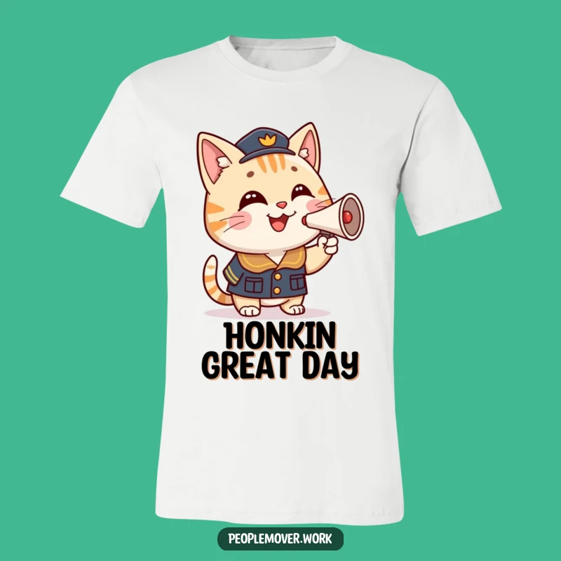 Funny Cat Conductor T-Shirt: A Hilarious Cartoon Uniform Gift for Him