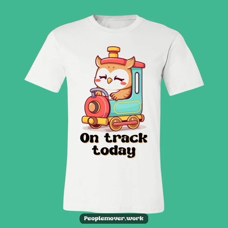 Funny Owl Train Engineer T-Shirt: Cute Cartoon Gift for Railway Fans